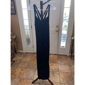 Women's CDC vintage Black Velvet Floral Maxi Dress Size 10